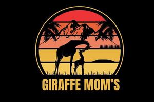 giraffe mom's color orange and yellow vector