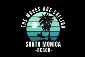 the waves are calling santa monica beach color green gradient vector