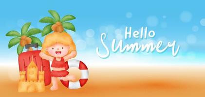 Summer banner with summer elements vector