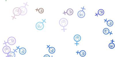 Light Blue Red vector pattern with feminism elements