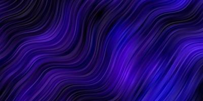 telón de fondo de vector púrpura oscuro con líneas dobladas colorida muestra geométrica con patrón de curvas de degradado para páginas de destino
