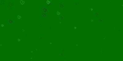 Light Green vector pattern with colorful hearts
