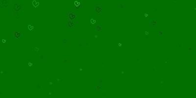 Light Green vector pattern with colorful hearts