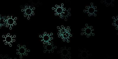 Dark green vector background with covid19 symbols