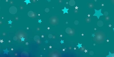 Fondo de vector azul claro con círculos estrellas ilustración abstracta con manchas de colores patrón de estrellas para fondos de pantalla de tela de moda