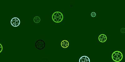 Fondo de vector amarillo verde claro con símbolos misteriosos