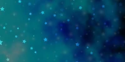 Fondo de vector azul claro con estrellas pequeñas y grandes brillando ilustración colorida con diseño de estrellas pequeñas y grandes para la promoción de su negocio