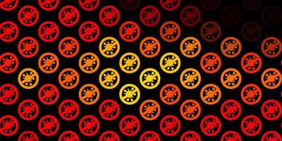 Dark Orange vector background with covid19 symbols