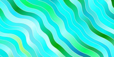 Plantilla de vector verde azul claro con líneas curvas ilustración abstracta con patrón de líneas de degradado bandy para páginas de destino de sitios web