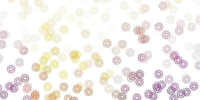 Light pink yellow vector doodle texture with flowers