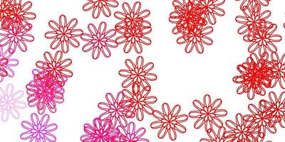 textura de doodle de vector amarillo rosa claro con flores