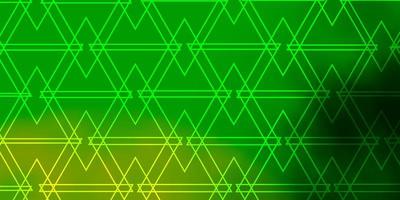 telón de fondo de vector verde claro con líneas triángulos brillo ilustración abstracta con patrón de formas triangulares para comerciales