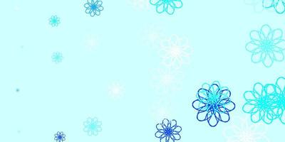 Light BLUE vector doodle pattern with flowers