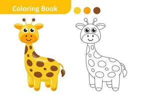 Coloring Book for Kids, Giraffe Vector