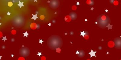 Light Red Yellow vector texture with circles stars Colorful disks stars on simple gradient background Design for textile fabric wallpapers