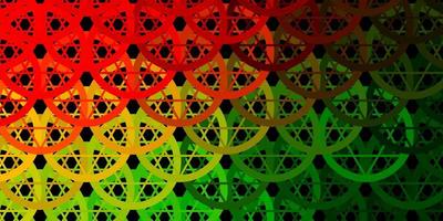 Dark Green Red vector background with occult symbols