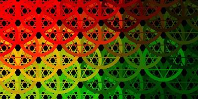 Dark Green Red vector background with occult symbols