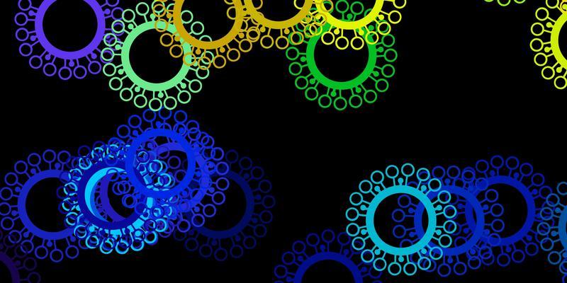 Dark multicolor vector pattern with coronavirus elements