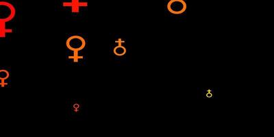 Dark Orange vector background with woman symbols