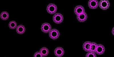 patrón de vector rosa oscuro con elementos de coronavirus