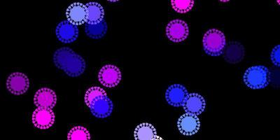 Dark pink blue vector pattern with coronavirus elements