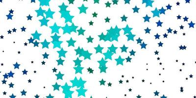 Fondo de vector verde azul claro con estrellas pequeñas y grandes ilustración decorativa con estrellas en patrón de plantilla abstracta para páginas de destino de sitios web