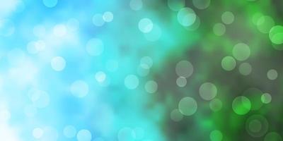 Light Blue Green vector texture with disks Illustration with set of shining colorful abstract spheres Design for posters banners