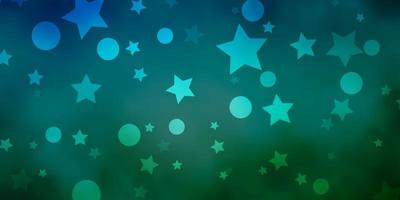 Light Blue Green vector template with circles stars Colorful disks stars on simple gradient background Design for wallpaper fabric makers