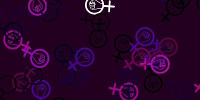 Light Purple vector texture with women rights symbols