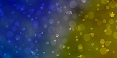 Light Blue Yellow vector background with circles stars Abstract design in gradient style with bubbles stars Design for wallpaper fabric makers