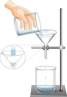 Laboratory equipment with a hand on white background vector