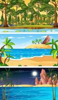 Set of different types of forest horizontal scenes vector