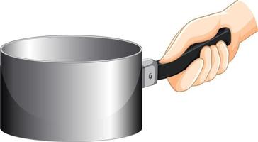 Hand holding an empty saucepan isolated vector