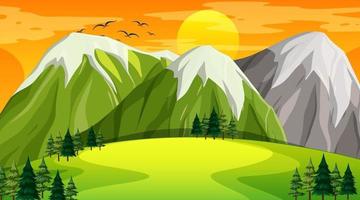 Blank landscape scene of nature park at sunset time vector