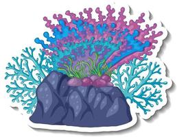 una plantilla de pegatina con elemento de mar de coral aislado vector