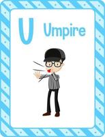 Alphabet flashcard with letter U for Umpire vector