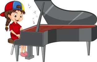 personaje de dibujos animados de niña tocando el piano vector