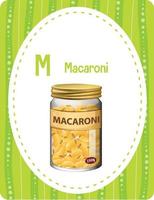 Alphabet flashcard with letter M for Macaroni vector