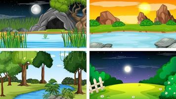 Four different scene of nature park and forest vector