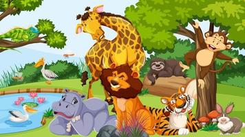 Wild animals in the jungle vector