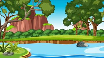 Nature scene with stream flowing through the forest vector