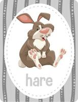 Vocabulary flashcard with word Hare vector