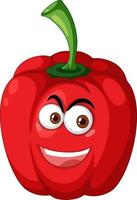 Red capsicum cartoon character with happy face expression on white background vector