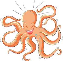 Octopus laughing cartoon character isolated on white background vector