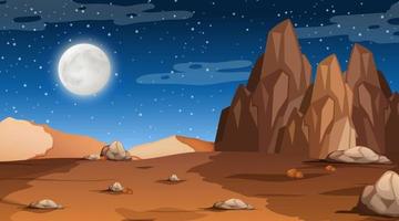 Desert forest landscape at night scene vector