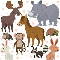 Seamless pattern with cute wild animals on white background vector