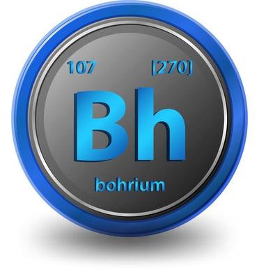 Bohrium chemical element. Chemical symbol with atomic number and atomic mass.