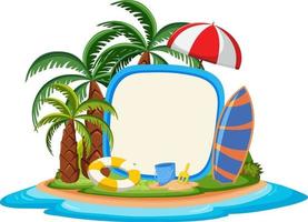 Empty banner template with summer beach element isolated vector