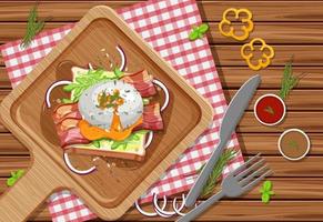 Brunch or breakfast dish in cartoon style on the table vector