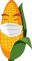 Cute corn cartoon character with face expression on white background vector